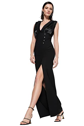 Trendyol Damen Maxi Shift Fitted Woven Abendkleid, Schwarz, 40 von TRENDYOL