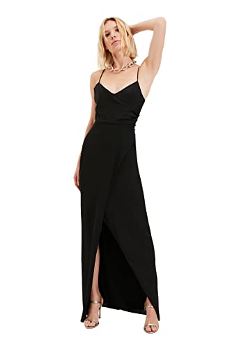Trendyol Damen Maxi Shift Regular Fit Woven Maxikleid, Normale Passform, gewebtes Abendkleid, Schwarz, 38 von TRENDYOL