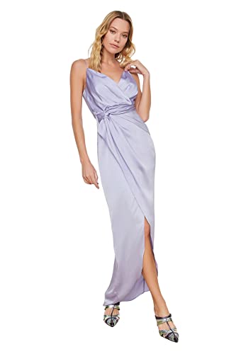 Trendyol Damen Maxi-Wickelkleid, enganliegend, gewebt, Abendkleid Kleid, Flieder, 60 von TRENDYOL
