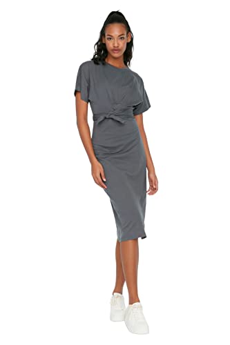 Trendyol Damen Midi A-Linie Kleid, anthrazit, Medium von TRENDYOL