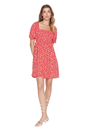 Trendyol Damen Midi Standard Relaxed Dress Kleid, rot, 42 von TRENDYOL
