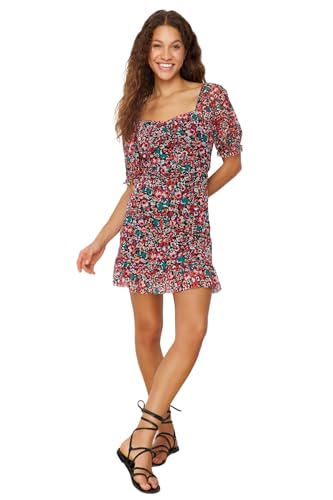 Trendyol Damen Mini A-Linie Regular Fit Strickkleid, Mehrfarbig, L von TRENDYOL