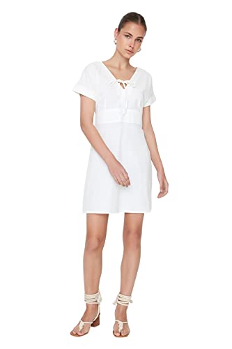 Trendyol Damen Mini Basic Regular Fit Gewebtes Kleid, Natur, 38 von TRENDYOL