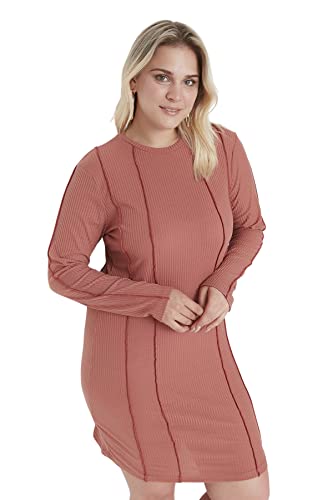 Trendyol Damen Mini Bodycon Slim Plus Size Dress Kleid, Zimt, 3XL Größen Trendyol Damen Mini Bodycon Slim Plus Size Dress Kleid, Zimt, 3XL Größen von TRENDYOL