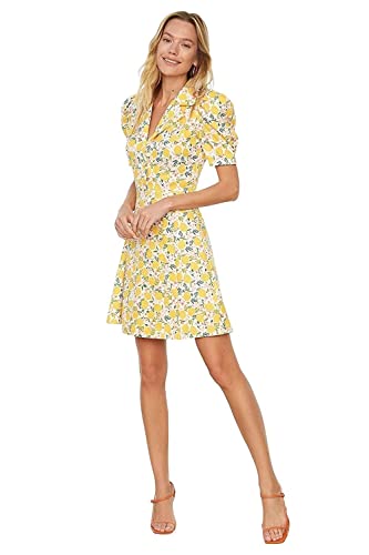 Trendyol Damen Mini Skater Regular Fit Gewebtes Kleid, gelb, 40 von TRENDYOL