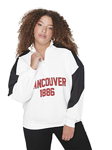 Trendyol Damen Motto Lange Ärmel Regulär Sweatshirt in Plus Size von TRENDYOL