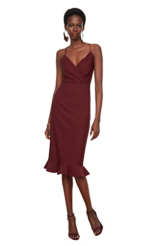 TRENDYOL Damen Murum Zurück Detailliertes Kleid Cocktail Dress Figurbetont, Zwetschge, 34 von TRENDYOL