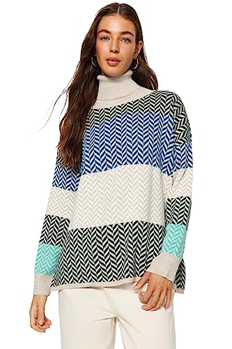 Trendyol Damen Oversize Basic Turtleneck Knitwear Sweater Pullover, Mink, L von TRENDYOL