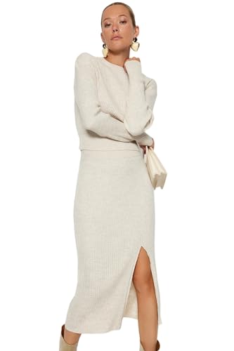 TRENDYOLMİLLA Crop Strickwaren Set - Stone, Lower-Upper Set Twoaw23Au00240 von TRENDYOL