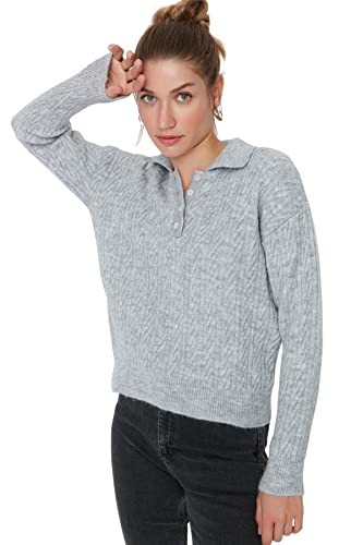 Trendyol Damen Pullover mit Rollkragen, einfarbig Sweatshirt, grau, 38 von TRENDYOL