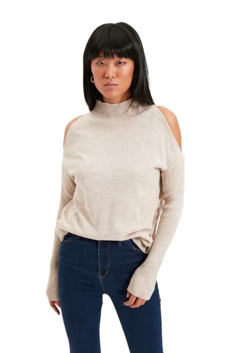 Trendyol Damen Pullover mit hohem Halsausschnitt, einfarbig Sweatshirt, grau, Medium von TRENDYOL