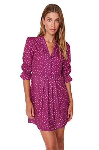 Trendyol Damen Midi Wrapover Regular Dress Kleid, Purple, 38 von TRENDYOL