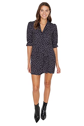 Trendyol Damen Regular A-Linie V-Ausschnitt Webstoff Kleid, Schwarz, 40 von TRENDYOL