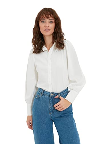 Trendyol Damen Regular Standard Hemdkragen Gewebtes Weiß Hemd, 38 von TRENDYOL