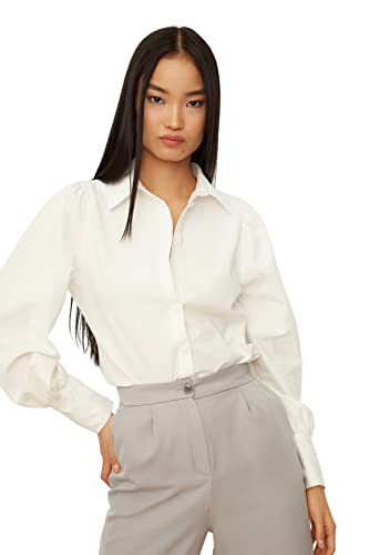 Trendyol Damen Regular Standard Hemdkragen Gewebtes Weiß Hemd, 40 von TRENDYOL