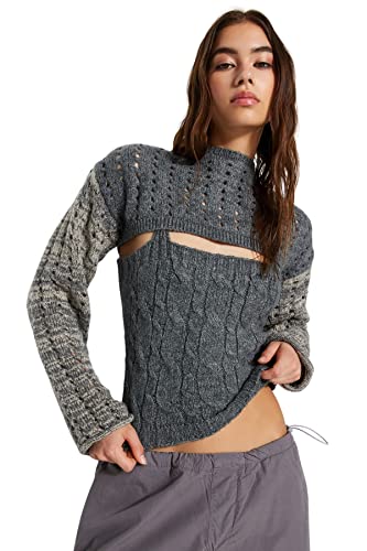 Trendyol Damen Regular fit Basic Crew Neck Knitwear Sweater Pullover, Anthracite, S von TRENDYOL