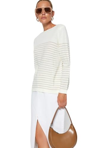 Trendyol Damen Regular fit Basic Crew Neck Knitwear Sweater Pullover, Ecru, M von TRENDYOL