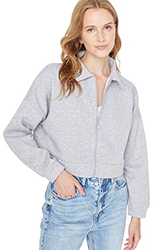 Trendyol Damen Rollkragen, einfarbig Sweatshirt, grau, 46 von TRENDYOL