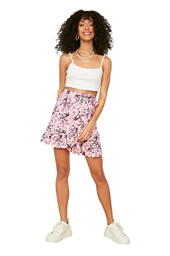 Trendyol Damen Schwungrad Gestrickter Rock. Skirt, Rosa, XS EU von TRENDYOL