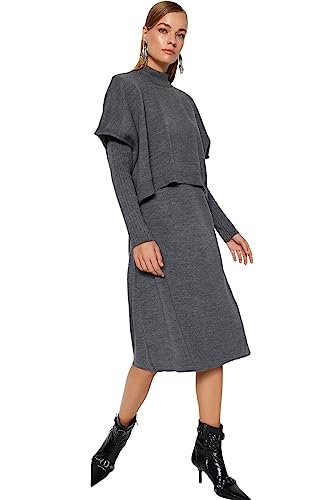 Trendyol Damen Shift Oversize Knitwear Dress Kleid, Anthracite, Medium von TRENDYOL