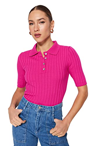 Trendyol Damen Slim Basic Rollkragen-Strickpullover Pullover, Fuchsia, S von TRENDYOL