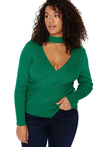 Trendyol Damen Slim fit Basic Crew Neck Knitwear Plus Size Jumper Pullover, Green, 3XL Größen Trendyol Damen Slim fit Basic Crew Neck Knitwear Plus Size Jumper Pullover, Green, 3XL Größen von TRENDYOL