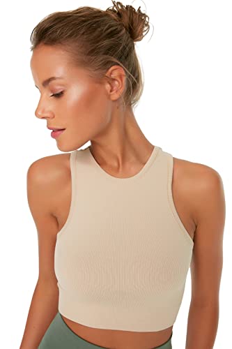 Trendyol Damen Sportswear Crop Neckholder Strick Sport-BH, Schwarz, Rock, M von TRENDYOL