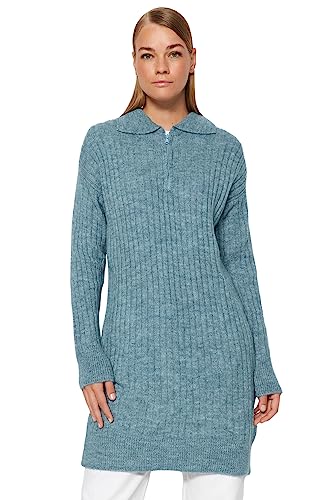 Trendyol Damen Sweater-Blue-Regular fit Pullover, XL von TRENDYOL
