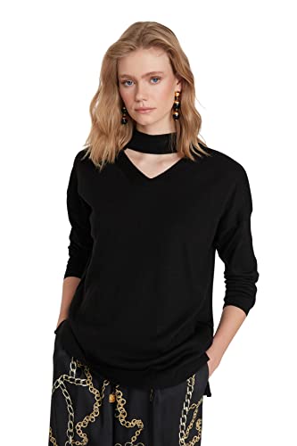 Trendyol Damen TWOAW20KZ0220 Sweatshirt, Schwarz, 42 von TRENDYOL