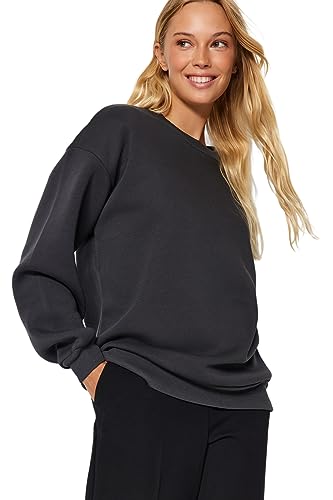 Trendyol Damen TWOAW24SW00102 Sweatshirt, Anthrazit, XS Trendyol Damen TWOAW24SW00102 Sweatshirt, Anthrazit, XS von TRENDYOL