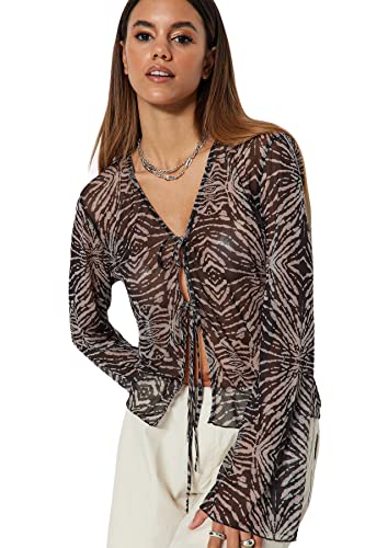 Trendyol Damen TWOSS23BZ00139 Regular Fit Basic V-Ausschnitt Strickbluse, Schwarz, S von TRENDYOL