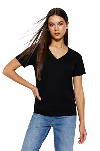 Trendyol Damen TWOSS23TS00001 T-Shirt, Schwarz, L Trendyol Damen TWOSS23TS00001 T-Shirt, Schwarz, L von TRENDYOL