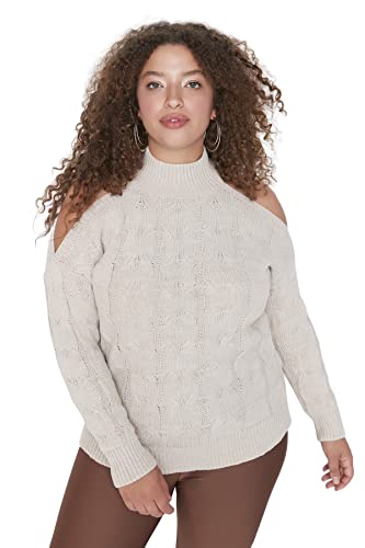 Trendyol Damen Tbbaw23an00016/Bej Sweatshirt, beige, 4X-Large von TRENDYOL