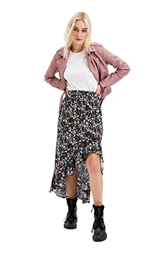 Trendyol Damen The Asymmetric Midi With Purple Ripples Skirt, Lila, 34 EU von TRENDYOL