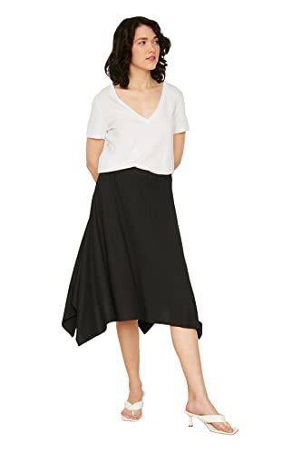 Trendyol Damen Trendyol Asymmetric Patterned Midi Knit Skirt, Schwarz, S EU von TRENDYOL