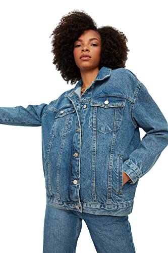 Trendyol Damen Trendyol Blue Basic Denim Jacket Blue , Blau, XS EU von TRENDYOL