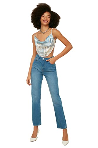 Trendyol Damen Trendyol High Waist Bootcut Jeans, Blau, 40 EU von TRENDYOL