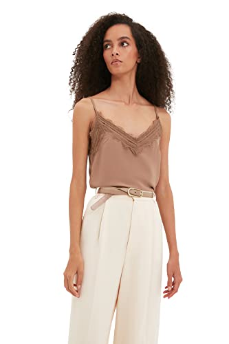 Trendyol Damen Trendyol Vizon Spitze detaillierte Bluse Blouse, Mink, 40 Trendyol Damen Trendyol Vizon Spitze detaillierte Bluse Blouse, Mink, 40 von TRENDYOL