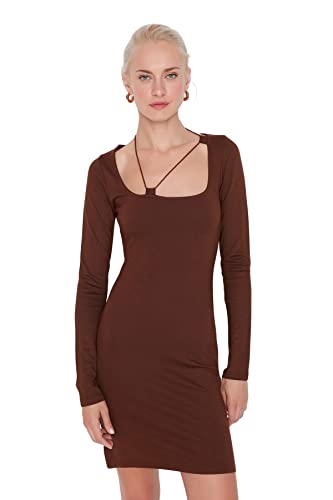 Trendyol Damen Twoaw23el00130/Kahverengi Kleid, Braun, L von TRENDYOL