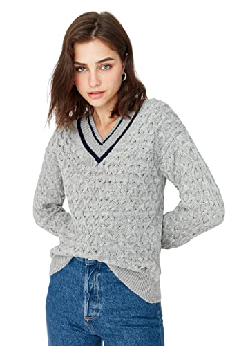 Trendyol Damen Twoaw23kz01452/Gri Sweatshirt, grau, L von TRENDYOL