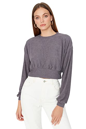 Trendyol Damen Twoaw23sw00357/Gri Sweatshirt, grau, 32 von TRENDYOL