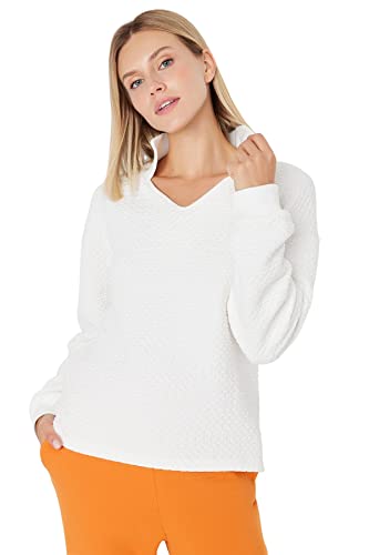 Trendyol Damen Twoaw23sw00364/Beyaz Sweatshirt, weiß, 42 von TRENDYOL