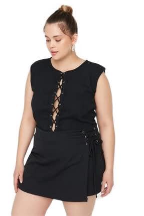 Trendyol Damen Übergröße Bermuda – Schwarz – Normale Taille Shorts, 48 Trendyol Damen Übergröße Bermuda – Schwarz – Normale Taille Shorts, 48 von TRENDYOL