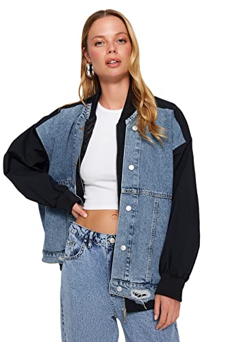 Trendyol Damen Wohnung Langer Arm Plus Size Jacket, Schwarz, M-L Große Größen EU von TRENDYOL
