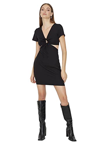 Trendyol Damen Woman Design Mini Standard Stehkragen Webstoff Kleid, Schwarz, 36 Trendyol Damen Woman Design Mini Standard Stehkragen Webstoff Kleid, Schwarz, 36 von TRENDYOL