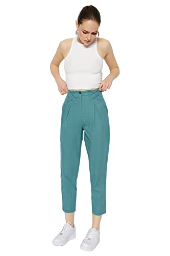 Trendyol Damen Woman High Waist Straight Leg Carrot Pants Trousers Hose, Oil, 38 Trendyol Damen Woman High Waist Straight Leg Carrot Pants Trousers Hose, Oil, 38 von TRENDYOL