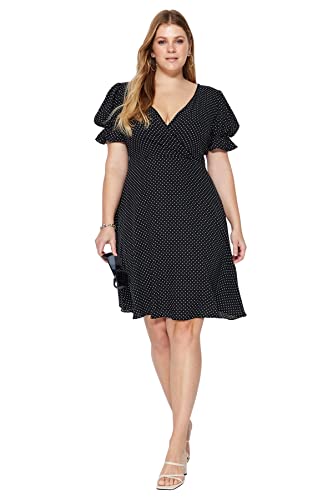 Trendyol Damen Woman Mini A-line Relaxed fit Woven Plus Size Dress Kleid, Schwarz, 48 von TRENDYOL