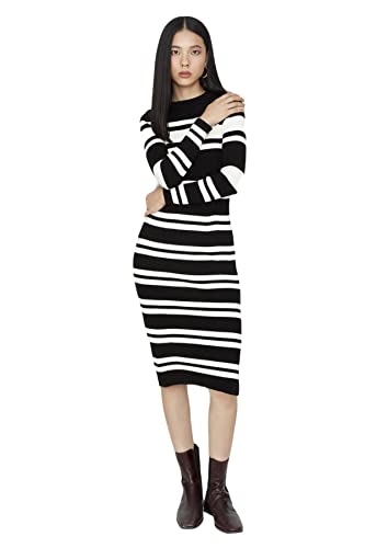 Trendyol Damen Woman Mini Bodycon Asymmetrischer Kragen Webstoff Kleid, Stone, S von TRENDYOL