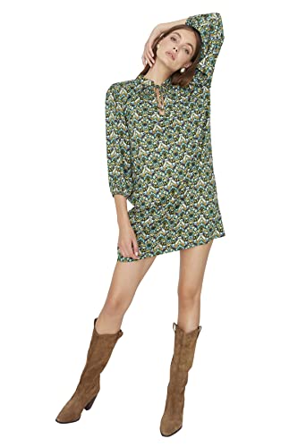 Trendyol Damen Woman Mini Bodycon Rundhalsausschnitt Gestrickt Kleid, Grün, 34 von TRENDYOL