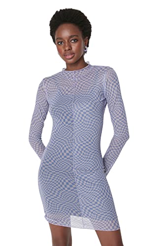 Trendyol Damen Woman Mini Bodycon Rundhalsausschnitt Gestrickt Kleid, Violett, M von TRENDYOL